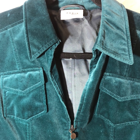 Akris *punto Jackets & Blazers - Akris *punto Women’s Deep Teal Velvet Blazer With Split Cuffs